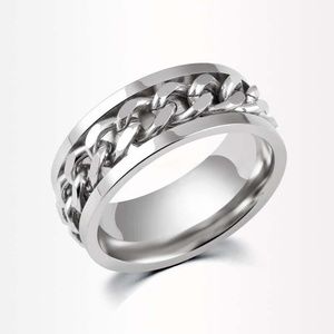 Chain-Link Stainless Steel Silver Ring Size 9